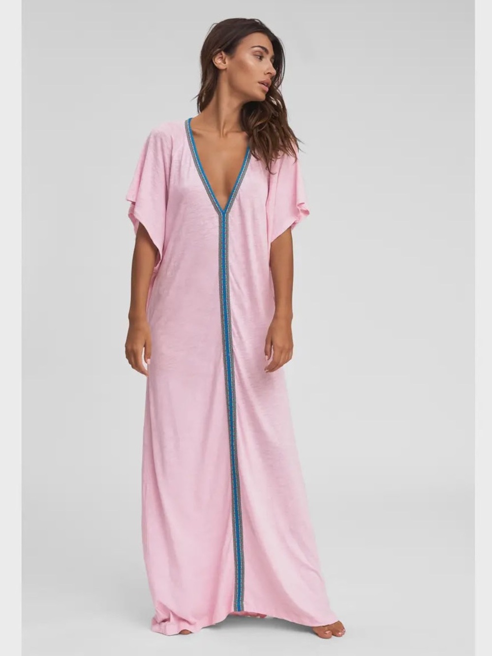 NWT Pitusa Pima Abaya Maxi Kaftan Light Pink Cover Up Maxi Dress Tall One Size